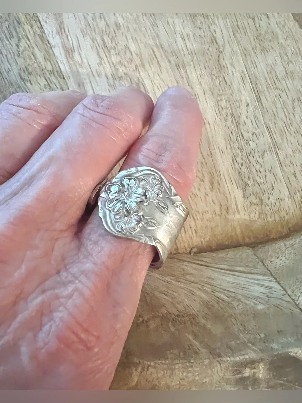 The Blossom Ring Vintage Silverware Spoon Ring Dogwood Flower SZ 7 Newly Made